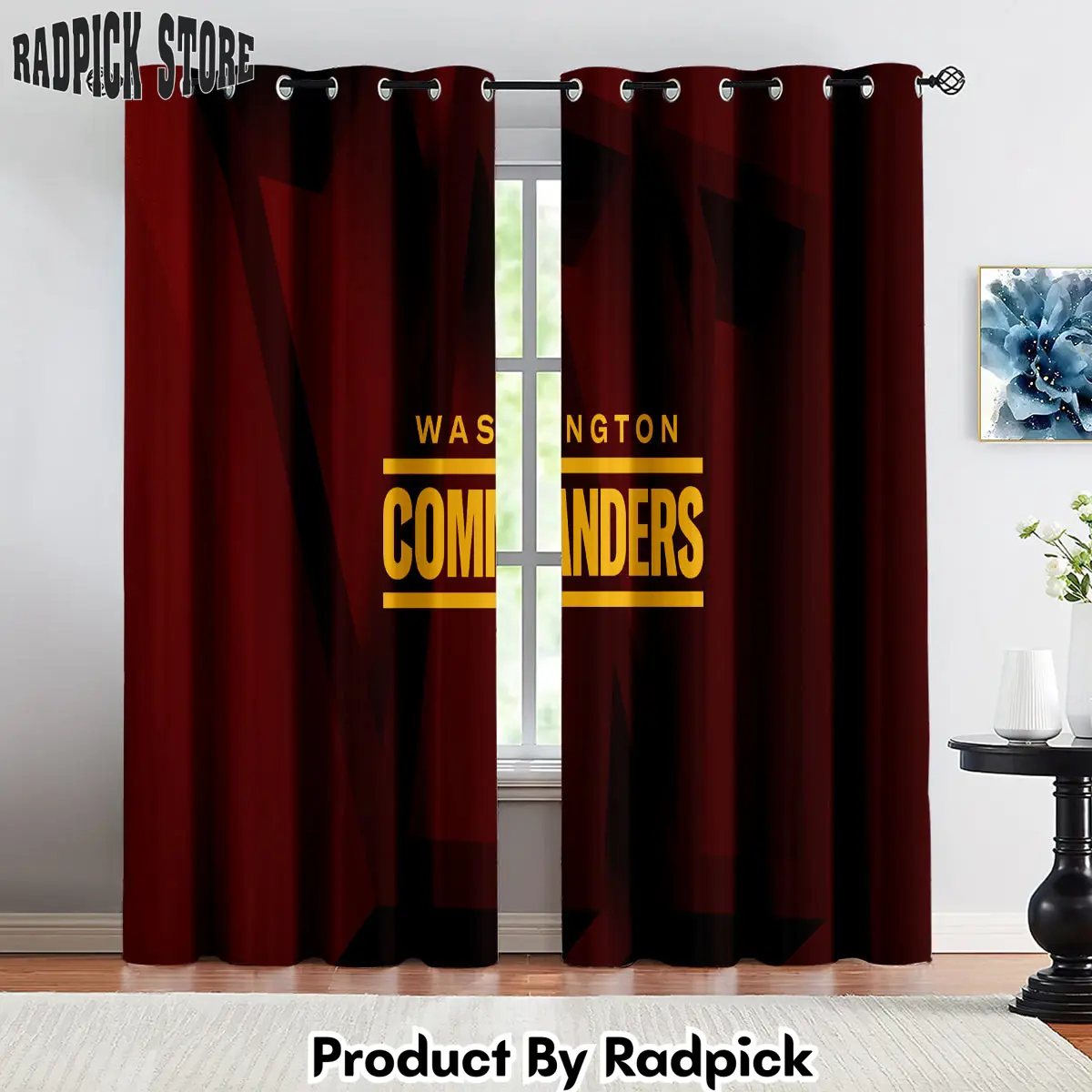Radpick washington commanders football team curtains drapes for window treatment set 1 rp852106